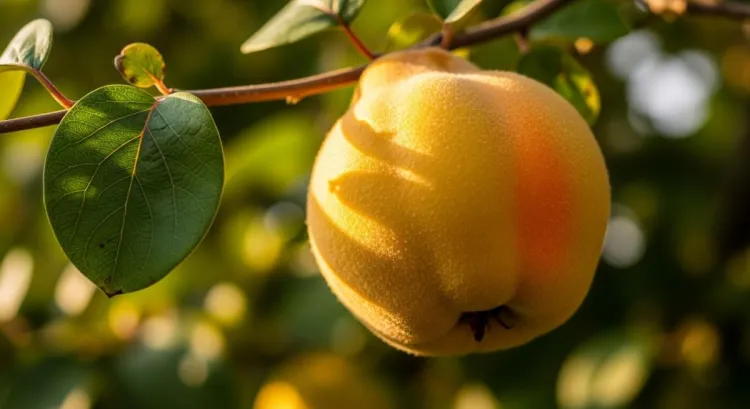 ayva dalinda gunes isigi makro