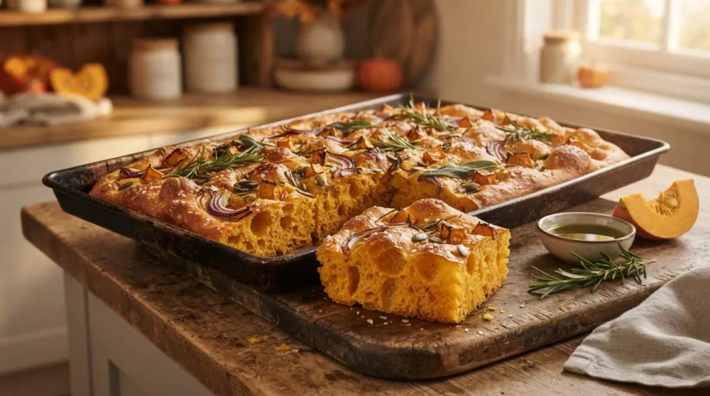 Balkabağı Focaccia Tarifi: Yoğurmasız Sonbahar Ekmeği