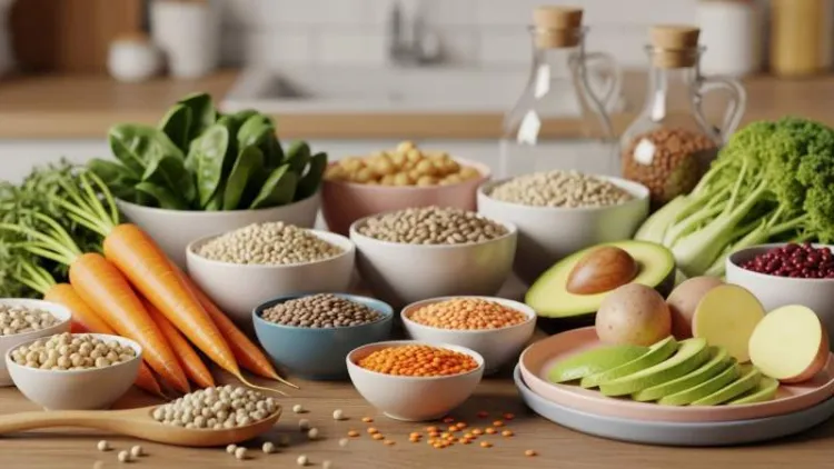 B6 vitamini içeren doğal besin kaynakları: çeşitli sebzeler, baklagiller ve bitkisel gıdalar