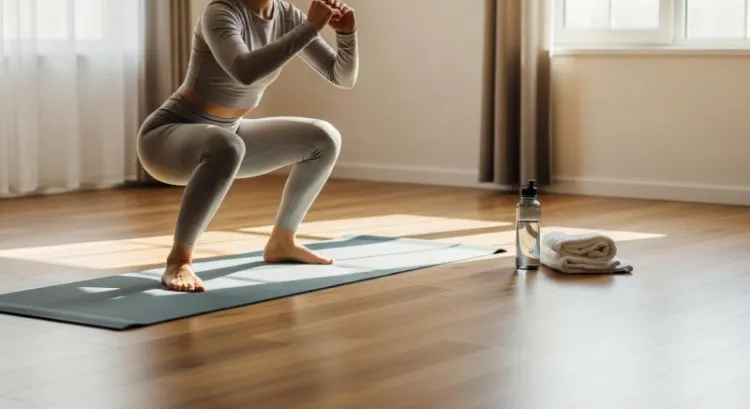 evde spor mat squat su sise