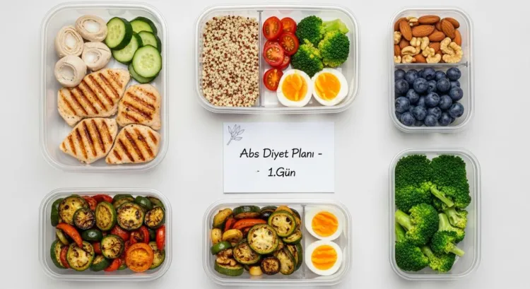 flatlay abs diyeti ogun plani