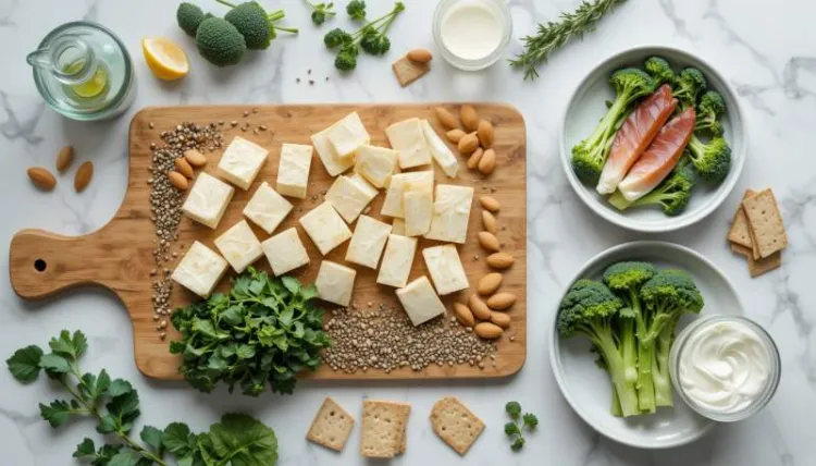 kalsiyum kaynaklari modern flatlay tarif paneli