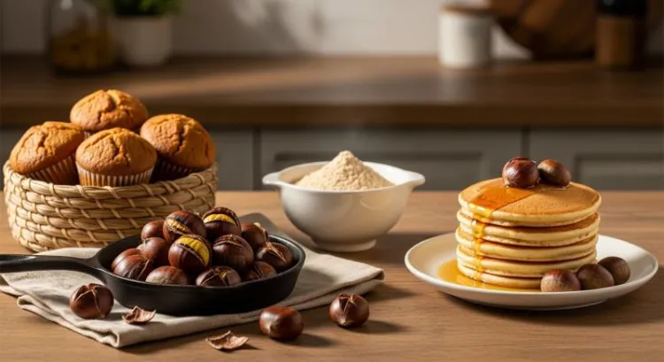 Kestane unu ve glutensiz tatlı tarifleri için doğal mutfak hazırlığı