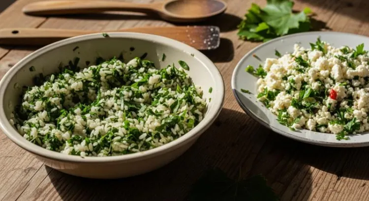 kuzukulagi pirincli ic borek sarma hazirlik