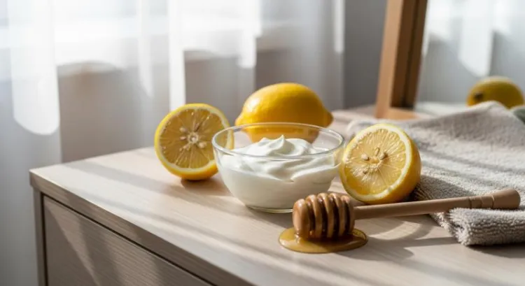 limon yogurt bal dogal cilt maskesi yumusak isik gorseli