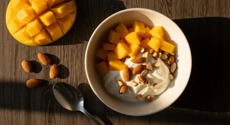 mango yogurt badem kan sekeri dengesi tokluk gorseli