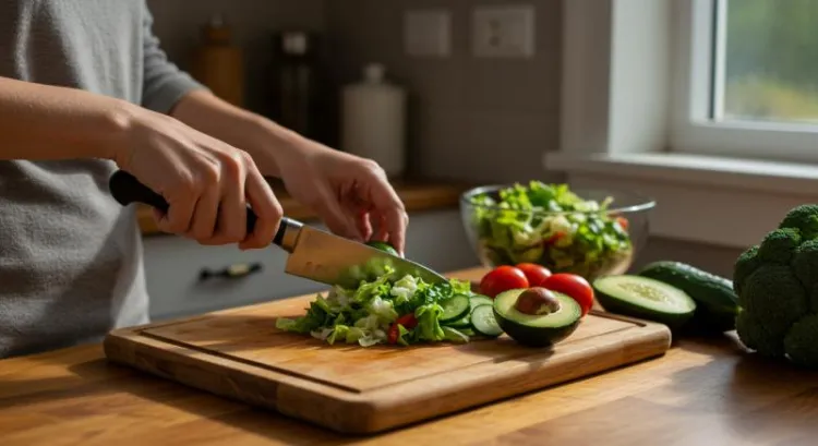 nmn iceren besinlerle salata hazirligi