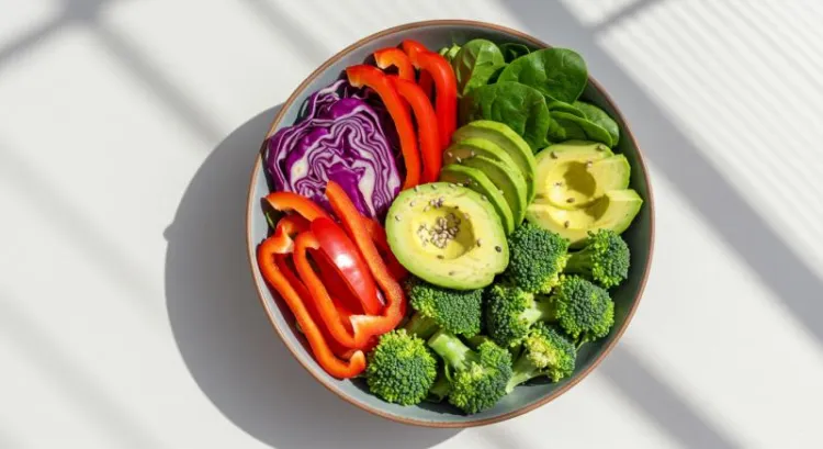renkli sebzelerle cildi destekleyen tabak