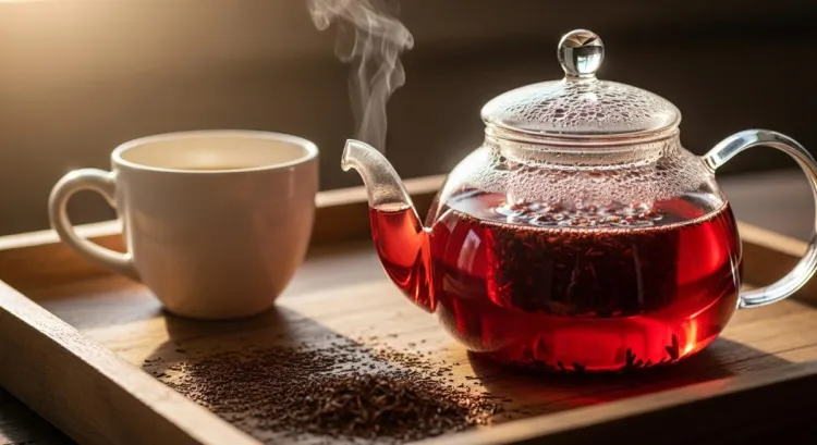 rooibos cayi kirmizi kupa demlik
