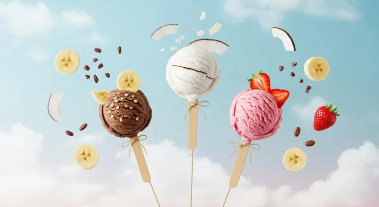vegan dondurma ucan kure seklinde yaratıcı sahne