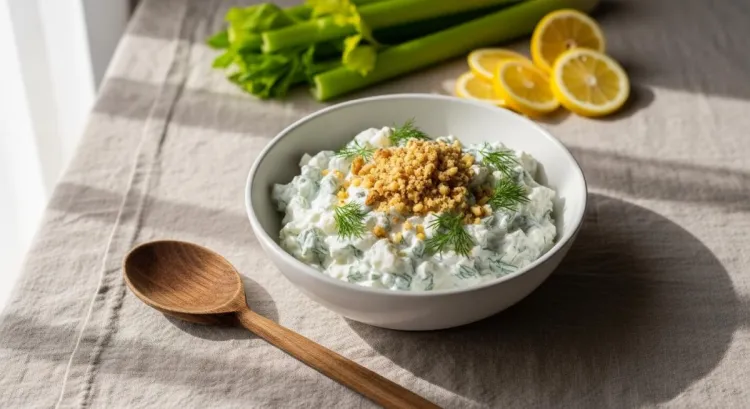 yogurtlu kereviz salatasi cevizli dereotlu